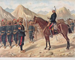 Pendżab Frontier Force No.1 Kohat Mountain Battery, armia anglo-indyjska z lat 80. XIX wieku (kolor lito)
