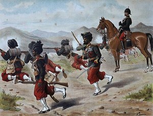 20. Bombay Native Infantry Field strzelanie (Marching Order), Anglo-Indyjska Armia z lat 80. XIX wieku (kolor lito)
