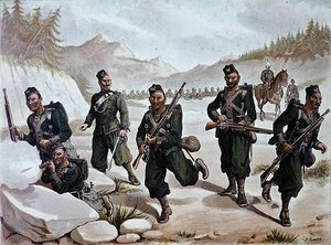 3. Potyczka Gurkhas, armia anglo-indyjska z lat 80. XIX wieku (kolor lito)