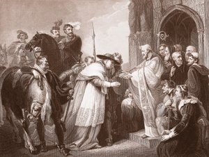 Kardynał Wolsey w opactwie Leicester, grawerowane przez R. Walthera (lito)