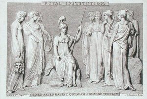 Karta Royal Institution, grawerowana przez A. Rannbacha, z albumu Michaela Faradaya (grafika)