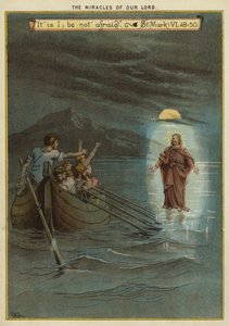 Cuda Chrystusa: Jezus chodzi po wodzie (chromolitho) autorstwa Richard Andre