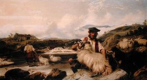 Owczarki Szkockie (olej na płótnie) autorstwa Richard Ansdell