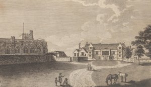 Starożytny pałac arcybiskupi w Maidstone, z Edwarda Hasteda, The History and Topo..., 1782.