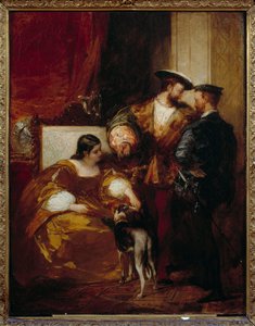 Franciszek I i księżna Etampes. Anna de Pisseleu, księżna Etampes, ulubieniec Franciszka I (1508-1580). Obraz Richarda Boningtona (1801-1828) Ec. Ang
