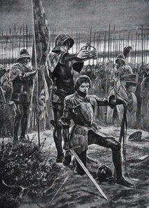 Henryk VII koronowany w Bosworth, ilustracja z „Historii narodu” (lito) autorstwa Richard Caton II (after) Woodville