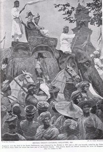 Wojska brytyjskie wkraczające do Singapuru, 1824, ilustracja z „Hutchinson