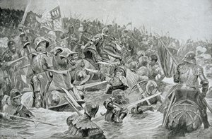 Bitwa pod Towton w 1461 r., ilustracja z książki Hutchinsonsa "Historia narodu brytyjskiego".