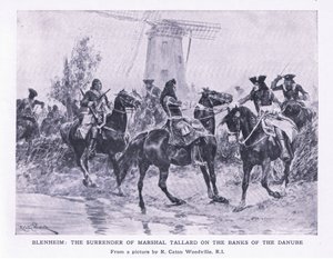 Blenheim, 13 sierpnia 1704: Poddanie się Marshalla Tallarda nad brzegiem Dunaju, ilustracja z brytyjskich bitew lądowych i morskich, 1915