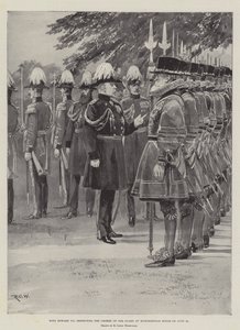 Król Edward VII przeprowadza inspekcję Yeomen of the Guard w Marlborough House 25 czerwca