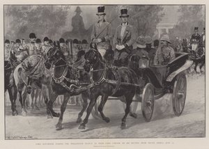 Lord Kitchener przechodzący obok statuy Wellingtona w Hyde Park Corner po powrocie z RPA, 12 lipca