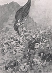 Omdurman: Ostatni posiadacz czarnej flagi, 2 września 1898, ilustracja z brytyjskich bitew lądowych i morskich, 1915 autorstwa Richard Caton Woodville junior