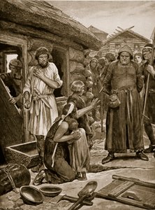 Poddani obłożeni nadmiernymi podatkami wyrzuceni z domów, ilustracja z "Hutchinson