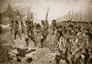 Bitwa pod Blenheim: szturm na wioskę, ilustracja z „Hutchinson