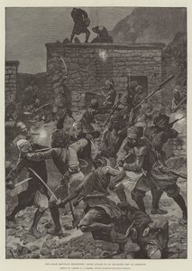 Ekspedycja Black Mountain, atak Ghazi na wysunięty posterunek w Ghazikot autorstwa Richard Caton Woodville junior
