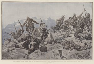 Szturm na grzbiet Dargai przez Gordon Highlanders, Piper Findlater nadal bawi się, choć ranny w obie nogi autorstwa Richard Caton Woodville junior
