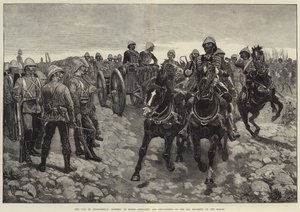 Wojna w Afganistanie, bateria artylerii konnej i oddział 66 pułku na marszu autorstwa Richard Caton Woodville junior