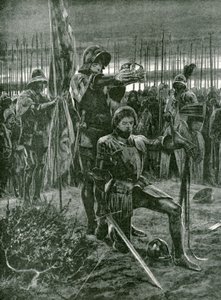 Nieformalna koronacja Henryka VII przez Lorda Stanleya na polu bitwy pod Bosworth, 22 sierpnia 1485 r. autorstwa Richard Caton Woodville junior