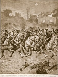 „Szarża strzemionowa” szkockich szaraków i górali w St. Quentin, 1914-19
