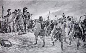 Wespazjan uratowany przez syna Tytusa, ilustracja z „Hutchinson
