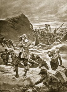 Rozbity na Bermudach, 1609, ilustracja z „Hutchinson