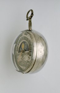 Widok z boku zegarka z boczną kopertą, ok. 1685 (srebrny) autorstwa Richard Colston