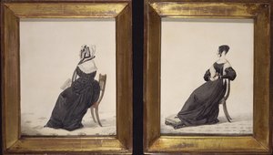 Dwa portrety wdów, 1837 (wc i ołówek na papierze) autorstwa Richard Dighton