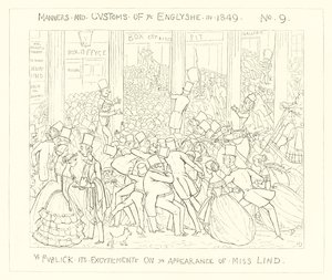 1849, The Public o swoim podekscytowaniu pojawieniem się Miss Lind autorstwa Richard Doyle