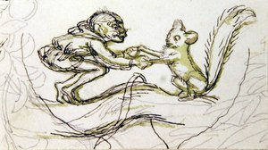 Goblin i wiewiórka (długopis, ołówek i pranie na papierze) autorstwa Richard Doyle