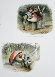 Odnajduje ją, a to jest konsekwencja, a ona ucieka i to jest jego stan, ilustracje z „W krainie baśni: seria obrazów ze świata elfów” Williama Allinghama i Andrew Langa (kolor litho) autorstwa Richard Doyle