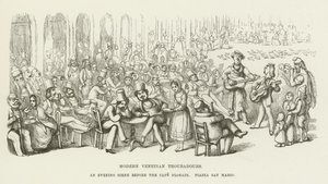 Współcześni trubadurzy weneccy, scena wieczorna przed kawiarnią Florian, Piazza San Marco autorstwa Richard Doyle