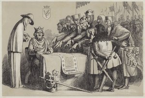 Podpisanie Magna Charta (akwatinta) autorstwa Richard Doyle