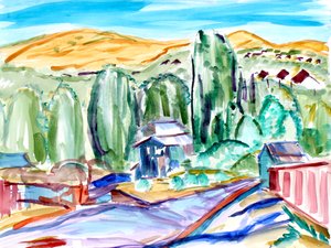 Domy i wzgórza, 2019 autorstwa Richard Fox