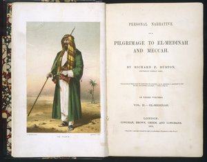 Strona tytułowa Richarda F. Burtona, „Sprawozdanie z mojej pielgrzymki do Medyny i Mekki”, tom 1., 1855 autorstwa Richard Francis Burton