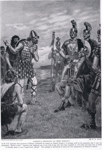 Agricola otrzymuje irlandzkiego Kingleta, ilustrację z „Historia Narodów Hutchinsona”, c.1910 autorstwa Richard Henry Brock