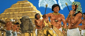 Imhotep, astronom i architekt, z faraonem Zoserem