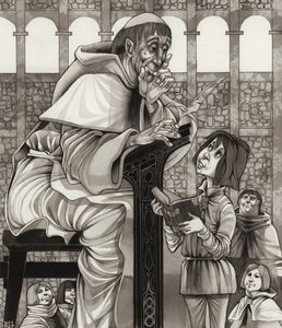 Szkoła mnichów (gwasz na papierze) autorstwa Richard Hook