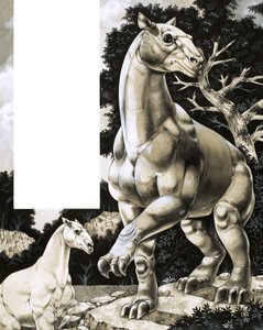 Moropus, starożytny rodzaj konia z trzema ogromnymi pazurami autorstwa Richard Hook