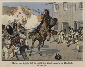 Śmierć majora von Schilla w bitwie ulicznej w Stralsundzie, 31 maja 1809 (kolor lito)