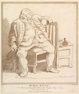 Pan Ben: Przeczytaj, członek Hogarths Club w Bedford Arms Tavern, Drawn b..., 27 listopada 1781.