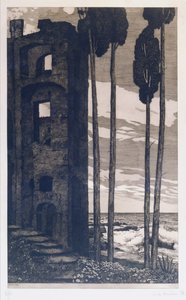 Ruiny nad morzem (akwaforta i akwatinta) autorstwa Richard Mueller