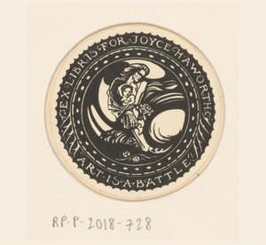 Ekslibris van Joyce Haworth Sztuka to bitwa (tytuł na przedmiocie) autorstwa Richard Nicolaüs Roland Holst
