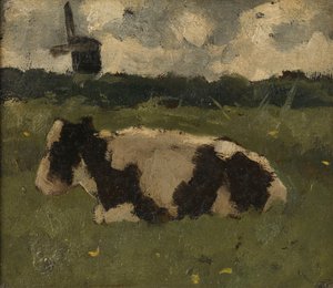 Odpoczywająca krowa z młynkiem autorstwa Richard Nicolaüs Roland Holst