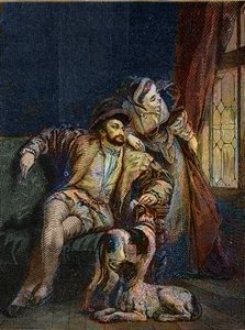 Franciszek I i Małgorzata z Nawarry - Franciszek I król Francji ze swoją siostrą Małgorzatą z Angoulema (1492-1549) Królowa Nawarry - grawer Richarda Parkesa Boningtona (1802-1828) - autorstwa Richard Parkes (after) Bonington