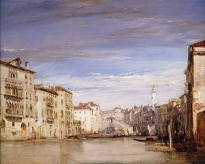 Widok na Canal Grande w Wenecji, z Palazzo Bernardo w kierunku mostu Rialto, autorstwa Richard Parkes Bonington