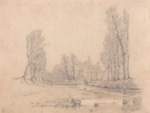 Zalesiony potok i dom na farmie w Normandii autorstwa Richard Parkes Bonington