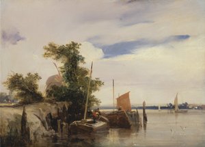 Barki na rzece autorstwa Richard Parkes Bonington