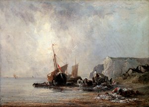 Łodzie na wybrzeżu Normandii, 1823. autorstwa Richard Parkes Bonington