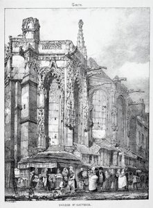 Pozostałości i fragmenty architektury z okresu średniowiecza: kościół św. Sauveura, Caën autorstwa Richard Parkes Bonington