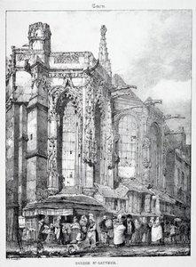 Pozostałości i fragmenty architektury z okresu średniowiecza: kościół św. Sauveura, Caën autorstwa Richard Parkes Bonington